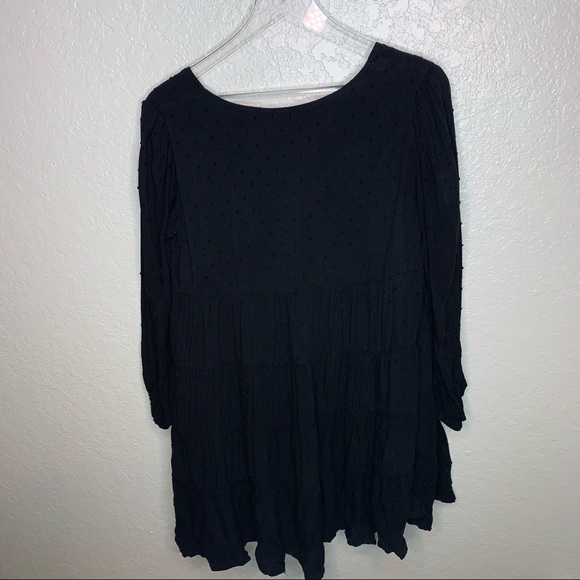 Urban Outfitters Black Peplum Long Sleeve Dress With polka Dot - Picture 6 of 8